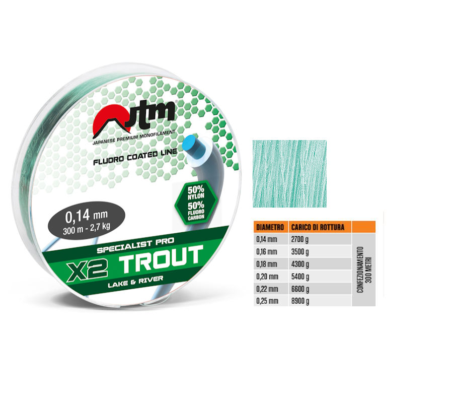 JTM - TROUT MAN X2 JTM MONOFILO FLUORO COATED FASSA